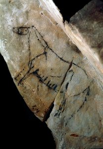 Prähistorie: ein Pferd. Felsmalerei, Stil IV, Oberes Paläolithikum (Magdalénien) von Prehistoric Prehistoric