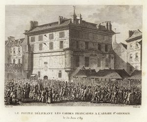 Das Volk liefert die französischen Wachen in der Abtei von St. Germain ab