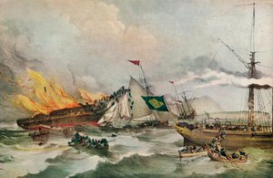 Das Brennen des Ocean Monarch, ca. 1848 von Prince de Joinville Francois d