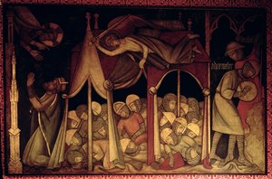 Die Geschichte von Hiskia, Rekonstruktion eines Wandgemäldes ursprünglich in der Painted Chamber des Palace of Westminster von Professor Ernest Tristram
