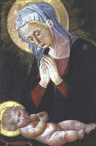 Madonna, die das Christkind anbetet