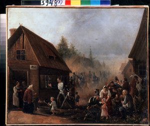 Szene aus dem Russisch-Französischen Krieg 1812. Gemälde von Pyotr Ilyich Baykov (1817-?)