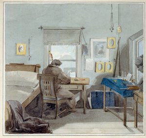 Bei der Arbeit. Im Haus von Pavel Naschtschokin (Moskau). von Pyotr Fyodorovich Sokolov