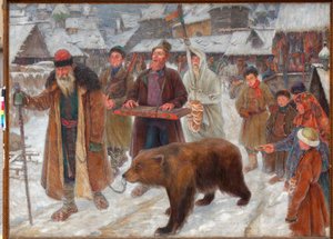 Das Lied der Skomorokhs - Wandermusiker, Bärenführer in Russland von Pyotr Ivanovich Subbotin (Permyak) (1886-1923)