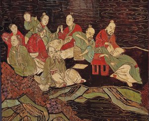 Zwölfteiliger Coromandel-Bildschirm, 18. Jahrhundert von Qing Dynasty Chinese School