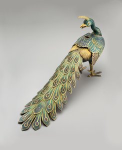 Cloisonné-Räuchergefäß in Pfauenform