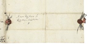 Adressblatt eines Briefes von Elisabeth I. von England an Heinrich IV. von Frankreich, ca. 1596