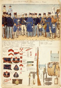 Uniformen der Grenadiere von Sardinien, Linieninfanterie, Truppen des Königreichs Italien, Farbtafel von Quinto Cenni von Quinto Cenni