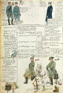 Verschiedene Uniformen des Königreichs Italien, Farbtafel von Quinto Cenni