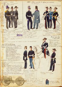 Verschiedene Uniformen des Königreichs Sardinien, von Quinto Cenni, Farbtafel von Quinto Cenni