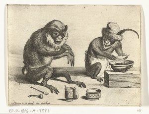 Ein Affe legt einen Verband an, Verschiedene Berufe aus dem menschlichen Leben von Affen dargestellt von Quirin Boel