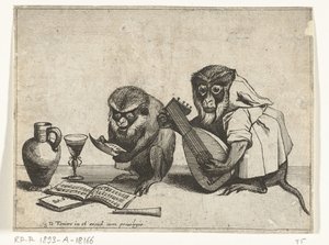 Zwei Affen machen Musik (Verschiedene Tätigkeiten des menschlichen Lebens von Affen dargestellt)