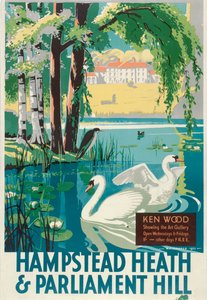 Hampstead Heath und Parliament Hill, London County Council LCC Straßenbahnplakat, 1933