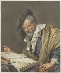 Mann mit Barett und einem Buch