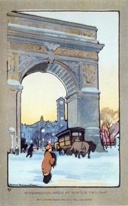 Washington Square Arch bei winterlicher Dämmerung