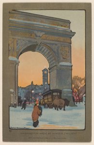 Washington Arch bei winterlicher Dämmerung