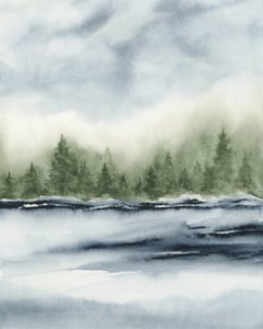 Nebliger Waldsee