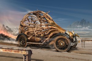 Steampunk-Wurzelauto
