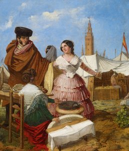 Flirten an einem Kringelstand auf der Messe von Sevilla von Rafael Benjumea