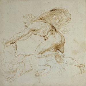 Herkules überwältigt einen Löwen von Raffaello Sanzio Raphael