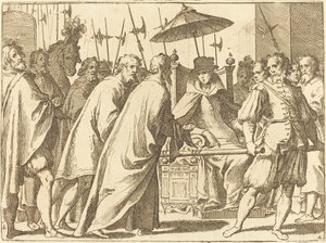 Margarete von Österreich in einer Sänfte getragen von Raffaello Schiaminossi