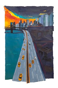 Oranger Himmel über New York, 2019