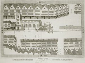 West Cheap, wie es im Jahr 1585 erschien, graviert von Bartholemew Howlett (1767-1827), veröffentlicht 1814 von Ralph Treswell