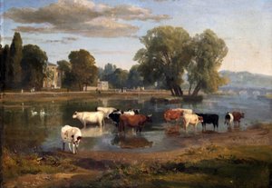 Thames bei Richmond vom Middlesex-Ufer, Blick auf Asgill House