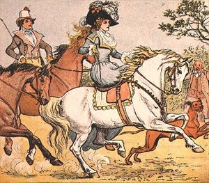 Eine feine Dame auf einem weißen Pferd von Ride a Cock Horse to Banbury Cross