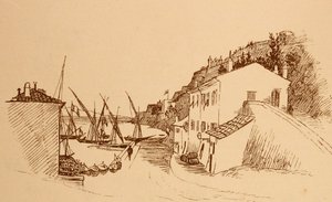 Französisches Fischerdorf im Süden Frankreichs, ca. 1884 von Randolph Caldecott