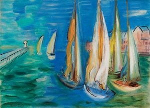 Abfahrt der Segelboote in Deauville von Raoul Dufy