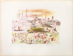 Blick auf Marseille (Der Hafen) von Raoul Dufy