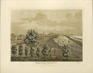 Michigan Avenue von Park Row im Jahr 1865 von Raoul Varin