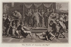 Raphael-Karton: Der Tod des Ananias, Apostelgeschichte, Kapitel V von after Raphael