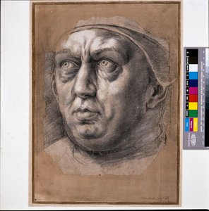 Papst Leo X (schwarze Kreide auf Papier)