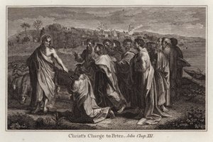 Raphael-Karton: Christi Auftrag an Petrus, Johannes, Kapitel XXI von after Raphael