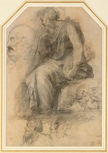 Ein männlicher Heiliger, sitzend Studie für die Disputa, 16. Jahrhundert von Raphael