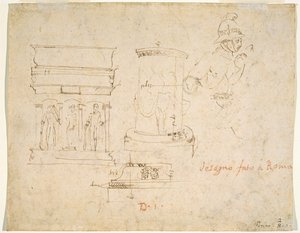 Architektonische Details und ein Soldat [verso]