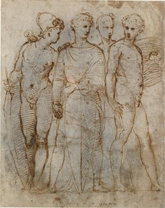 Gruppe von Kriegern Donatellos St. Georg in Orsanmichele im Zentrum, frühes 16. Jahrhundert von Raphael