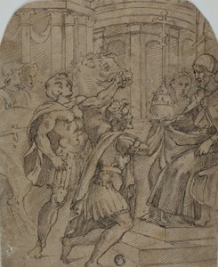 Studie für den Kaiser Konstantin, der dem Papst Silvester die Tiara anbietet von Raphael
