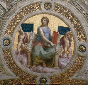 Die Philosophie. Deckenfresko in der Stanza della Segnatura, ca. 1510-1511 von Raphael