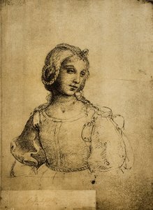Studie einer Frau; Zeichnung von Raphael. Gallerie dell