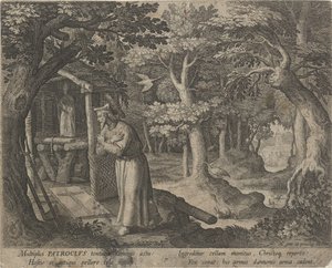 Heiliger Patroclus von Néris als Einsiedler (Das tugendhafte Leben der Einsiedler, Trophaeum vitae solitariae) von Raphaël Sadeler (I)