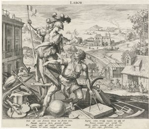 Erwachsensein unter dem Einfluss von Arbeit (Die vier Lebensalter) von Raphaël Sadeler (I)