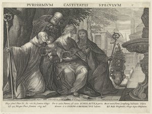 Heilige Familie mit dem Heiligen Benedikt und der Heiligen Scholastika von Raphaël Sadeler (II)