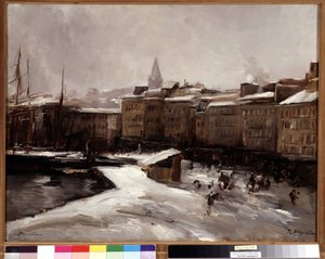 Quai du Port, Marseille, im Schnee von Raymond Allegre