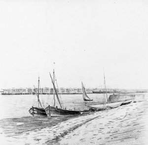 Boote im Hafen von Bordeaux, um 1900