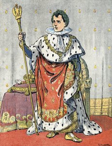 Porträt von Kaiser Napoleon I (1769-1821) Illustration von Raymond de Neziere in „Unsere Nationalhelden“ 1920 Privatsammlung von Raymond de la Neziere