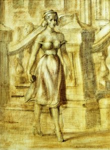 Spazierende Dame: Ein Doppelgemälde von Reginald Marsh