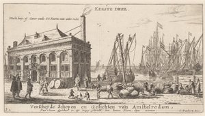 Ansicht des Hafens von Amsterdam mit dem Büro der Wasserbehörde (Titelseite) von Reinier Nooms, called Zeeman